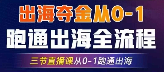 2025出海夺金从0-1跑通出海全流程，三节直播课从0-1跑通出海，教你用AI跑通全流程-路子网