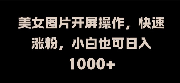 美女图片开屏操作，快速涨粉，小白也可日入1k【揭秘】-路子网