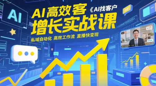 AI高效获客增长实战课，​AI找客户 私域自动化 高效工作流 直播快变现-路子网