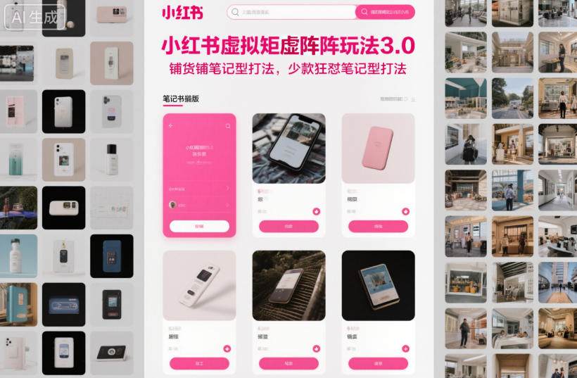 小红书虚拟矩阵玩法3.0,铺货铺笔记型打法,少款狂怼笔记型打法-路子网