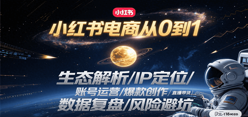 小红书电商从0到1：生态解析/IP定位/ 账号运营/爆款创作/直播带货/数据复盘/风险避坑-路子网