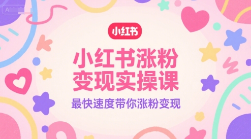 小红书涨粉变现实操课，最快速度带你涨粉变现-路子网