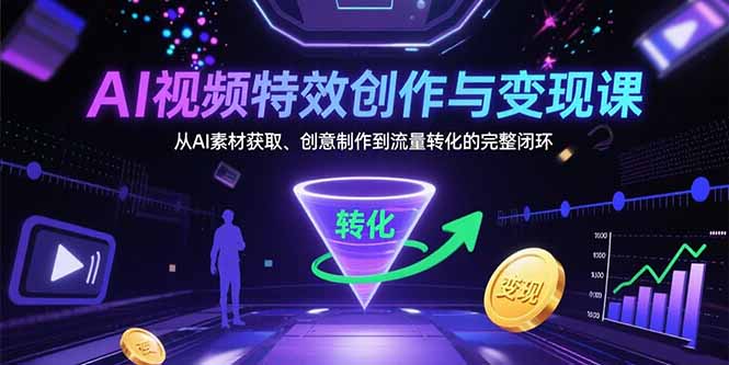 AI视频特效创作与变现课：从AI素材获取、创意制作到流量转化的完整闭环-路子网
