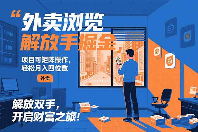 外卖浏览掘金项目 可矩阵操作 轻松日入500+-路子网