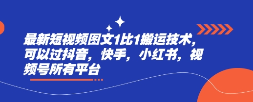 最新短视频图文1比1搬运技术，可以过抖音，快手，小红书，视频号所有平台-路子网