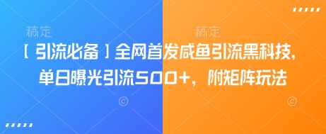 【引流必备】全网首发咸鱼引流黑科技，单日曝光引流500+，附矩阵玩法【揭秘】-路子网