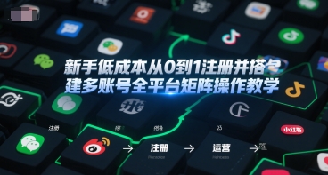新手低成本从0到1注册并搭建多账号全平台矩阵操作教学，手机号-邮箱-IP-工具-路子网