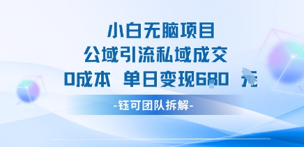 小白无脑项目公域引流私域成交0成本单日变现680米-路子网