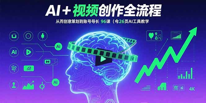 AI+短视频创作全流程：从创意策划到账号增长，96节课(含26项AI工具教学-路子网