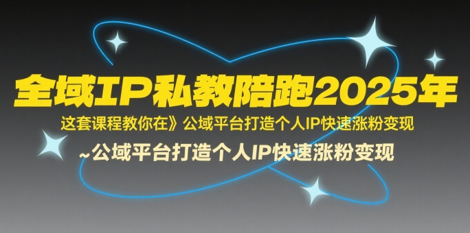 全域IP私教陪跑2025年，这套课程教你在​公域平台打造个人IP快速涨粉变现-路子网