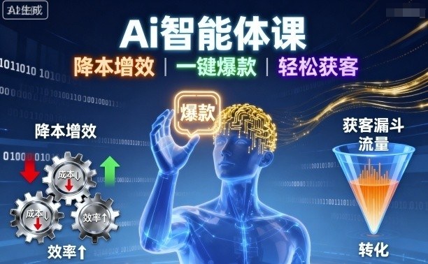 Ai智能体课，降本增效，一键爆款，轻松获客-路子网