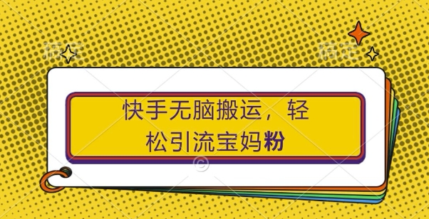 快手无脑搬运，轻松引流宝妈粉，纯小白轻松上手【揭秘】-路子网