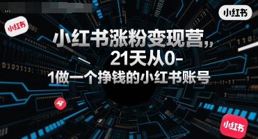 小红书涨粉变现营，21天从0-1做一个挣钱的小红书账号-路子网