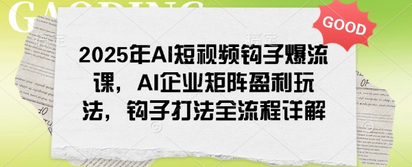 2025年AI短视频钩子爆流课，AI企业矩阵盈利玩法，钩子打法全流程详解-路子网