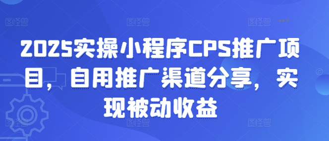 2025实操小程序CPS推广项目，自用推广渠道分享，实现被动收益-路子网