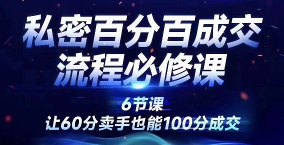 私密百分百成交流程线上训练营，绝对成交，让60分卖手也能100分成交-路子网