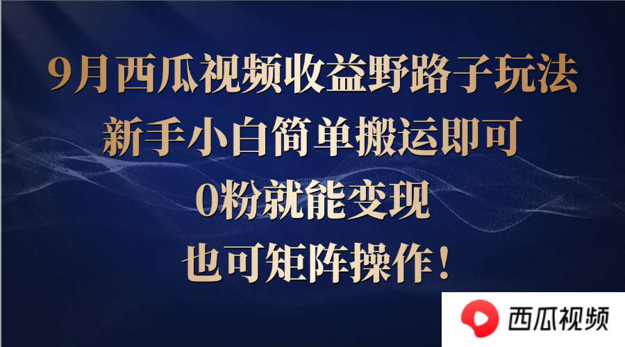 西瓜视频收益野路子玩法，新手小白简单搬运即可，0粉就能变现，也可矩…-路子网