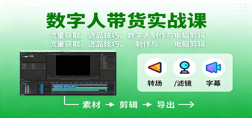 数字人变现实战课：流量获取、选品技巧、数字人制作与电脑剪辑-路子网