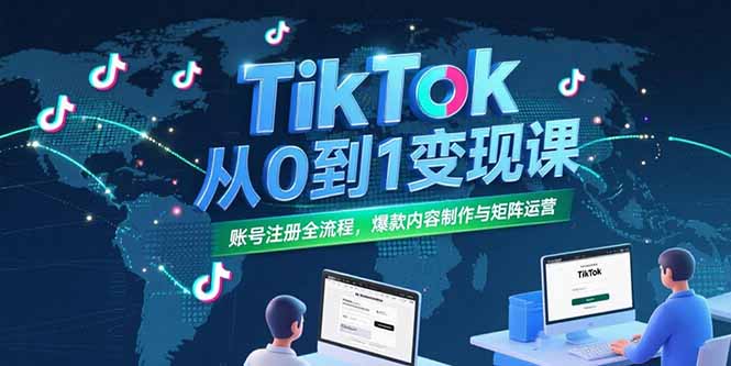 TikTok从0到1变现课，账号注册全流程，爆款内容制作与矩阵运营-路子网