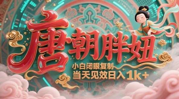 用AI克隆“唐朝胖妞”日更3条，平台疯狂推流，小白闭眼复制，当天见效，日入1k+-路子网