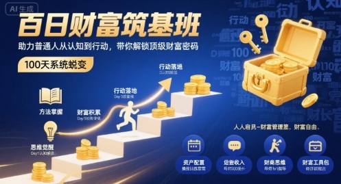 百日财富筑基班，助力普通人从认知到行动，带你解锁顶级财富密码-路子网