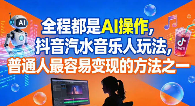 全程都是AI操作，抖音汽水音乐人玩法，普通人最容易变现的方法之一-路子网