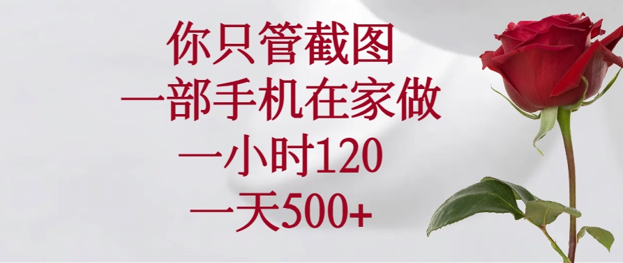你只管截图，一部手机在家做，一小时120，一天500+-路子网