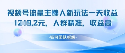 视频号流量主懒人新玩法，一天收益1k，人群精准收益高-路子网
