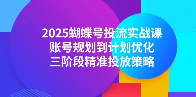 2025蝴蝶号投流实战课，账号规划到计划优化，三阶段精准投放策略-路子网