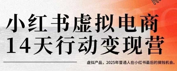 小红书虚拟电商14天变现训练营，虚拟产品，2025年普通人在小红书最后的搞钱机会-路子网