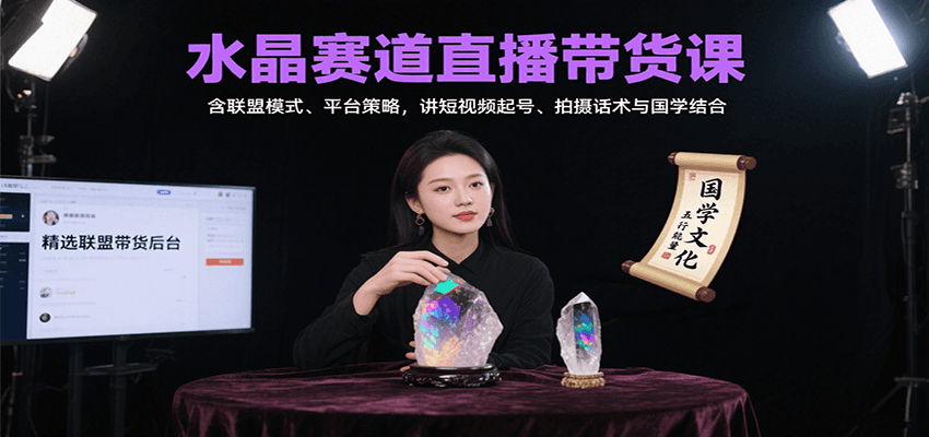 水晶赛道直播带货课：含联盟模式、平台策略，讲短视频起号、拍摄话术与国学结合-路子网