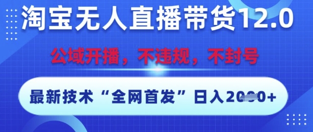 淘宝无人直播带货12.0，最新技术，不封号，不违规，操作简单，开播爆单，日入多张【揭秘】-路子网