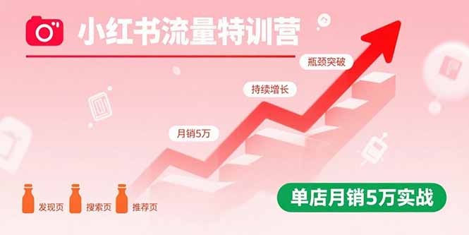 小红书流量特训营：突破流量瓶颈，实现店铺持续增长，单店月销5万实战-路子网
