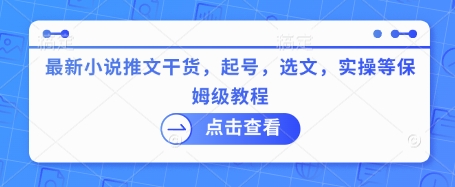 最新小说推文干货，起号，选文，实操等保姆级教程-路子网