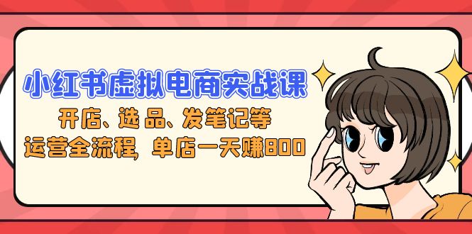 小红书虚拟电商实战课：开店、选品、发笔记等运营全流程，单店一天赚800-路子网