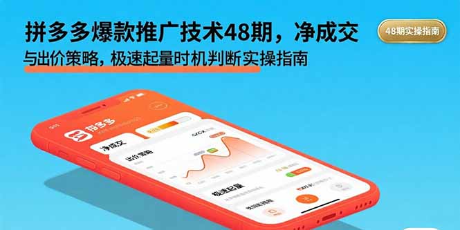 拼多多爆款推广技术48期，净成交与出价策略，极速起量时机判断实操指南-路子网