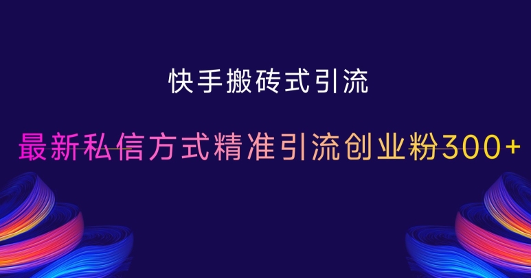 快手搬砖式引流，最新私信方式精准引流创业粉300+-路子网