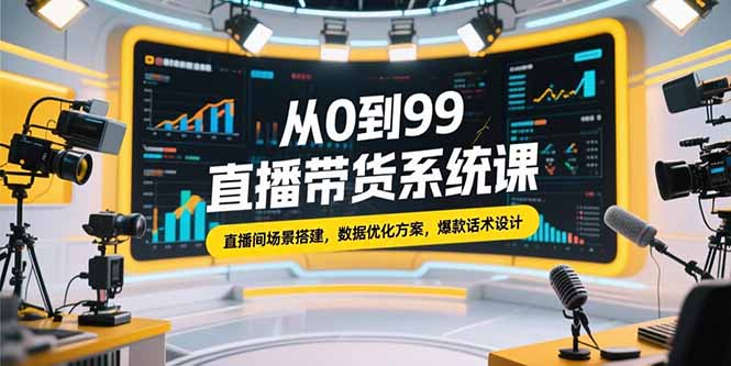 从0到99直播带货系统课，直播间场景搭建，数据优化方案，爆款话术设计-路子网