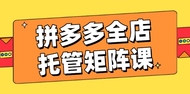 拼多多全店托管矩阵课，盈利动销玩法，高效计划设置，提升店铺效益-路子网