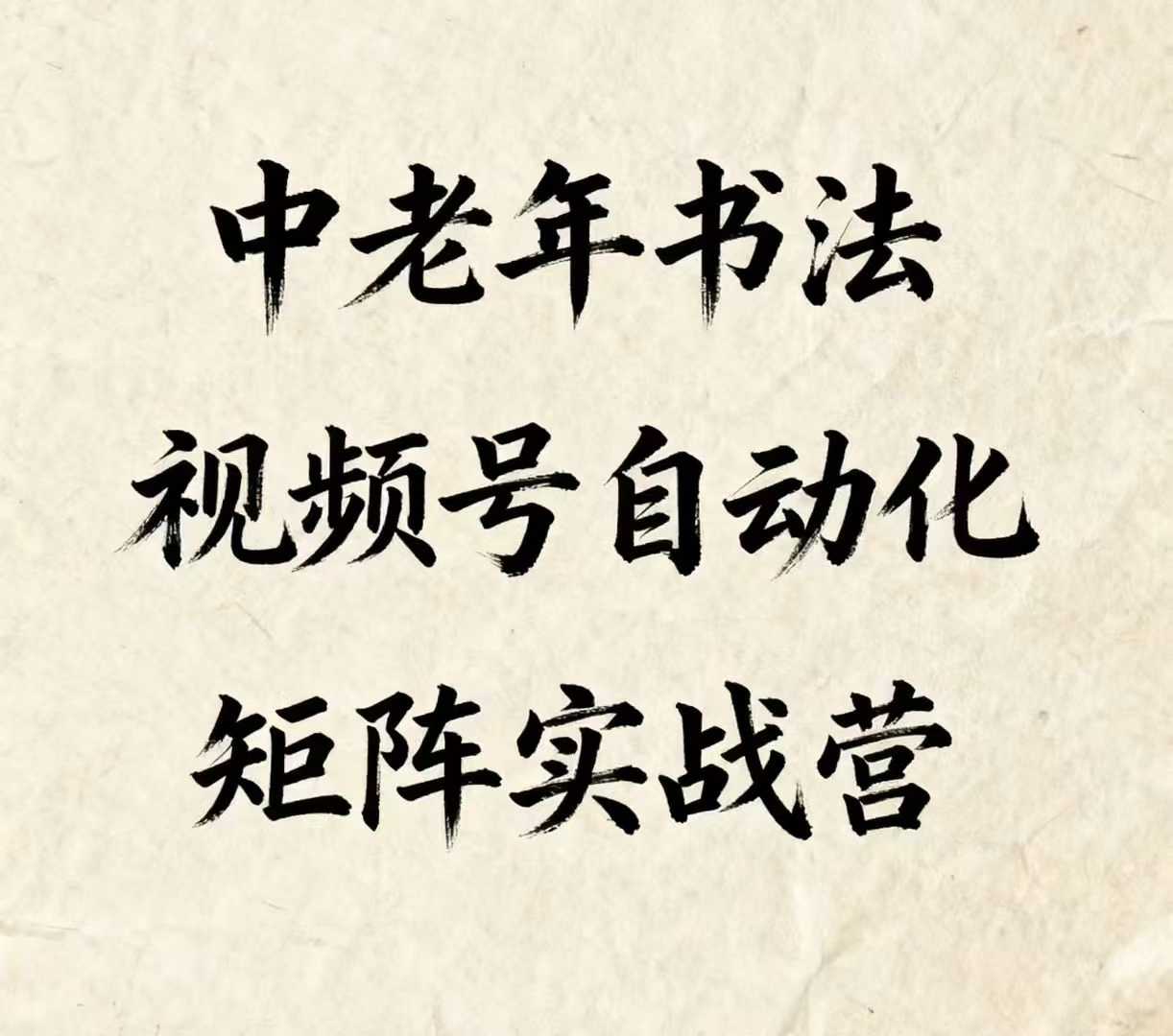 中老年书法视频号自动化矩阵实战营，一套自动化流程玩转中老年书法视频号矩阵-路子网