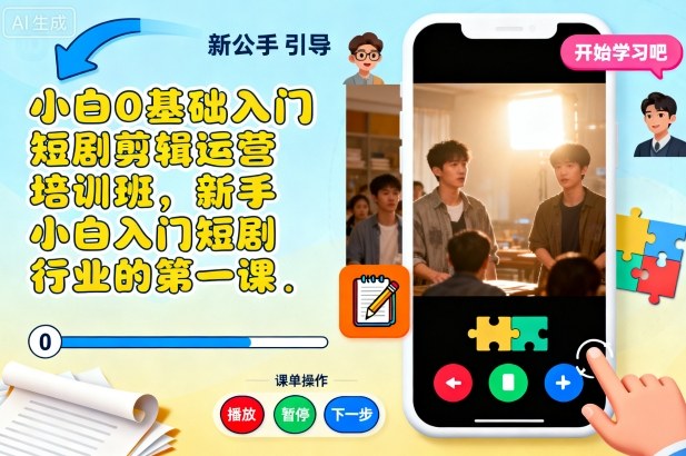 小白0基础入门短剧剪辑运营培训班，新手小白入门短剧行业的第一课-路子网