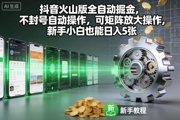 抖音火山版全自动掘金，不封号自动操作，可矩阵放大操作，新手小白也能日入5张【揭秘】-路子网