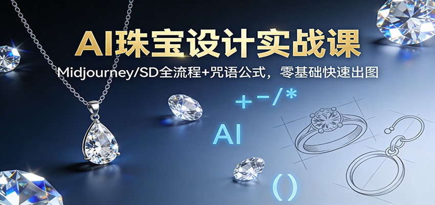 AI珠宝设计实战课:Midjourney/SD全流程+咒语公式,零基础快速出图-路子网