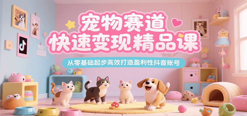 宠物赛道快速变现精品课，从零基础起步高效打造盈利性抖音账号-路子网