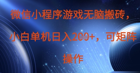 微信小程序游戏无脑搬砖，单设备日入2张+，可矩阵操作-路子网