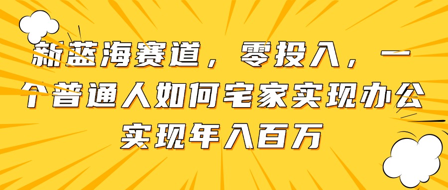 新蓝海赛道，零投入，一个普通人如何宅家办公实现年入百万-路子网