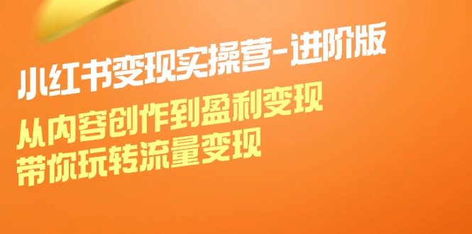小红书变现实操营进阶版：从内容创作到盈利变现，带你玩转流量变现-路子网