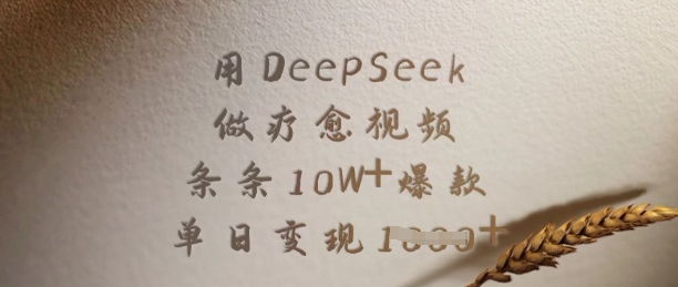 用DeepSeek做疗愈视频，条条10W+爆款，单日变现多张-路子网