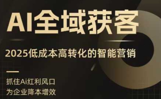 AI全域获客实训营，2025低成本高转化的智能营销，精准找客，高效营销-路子网