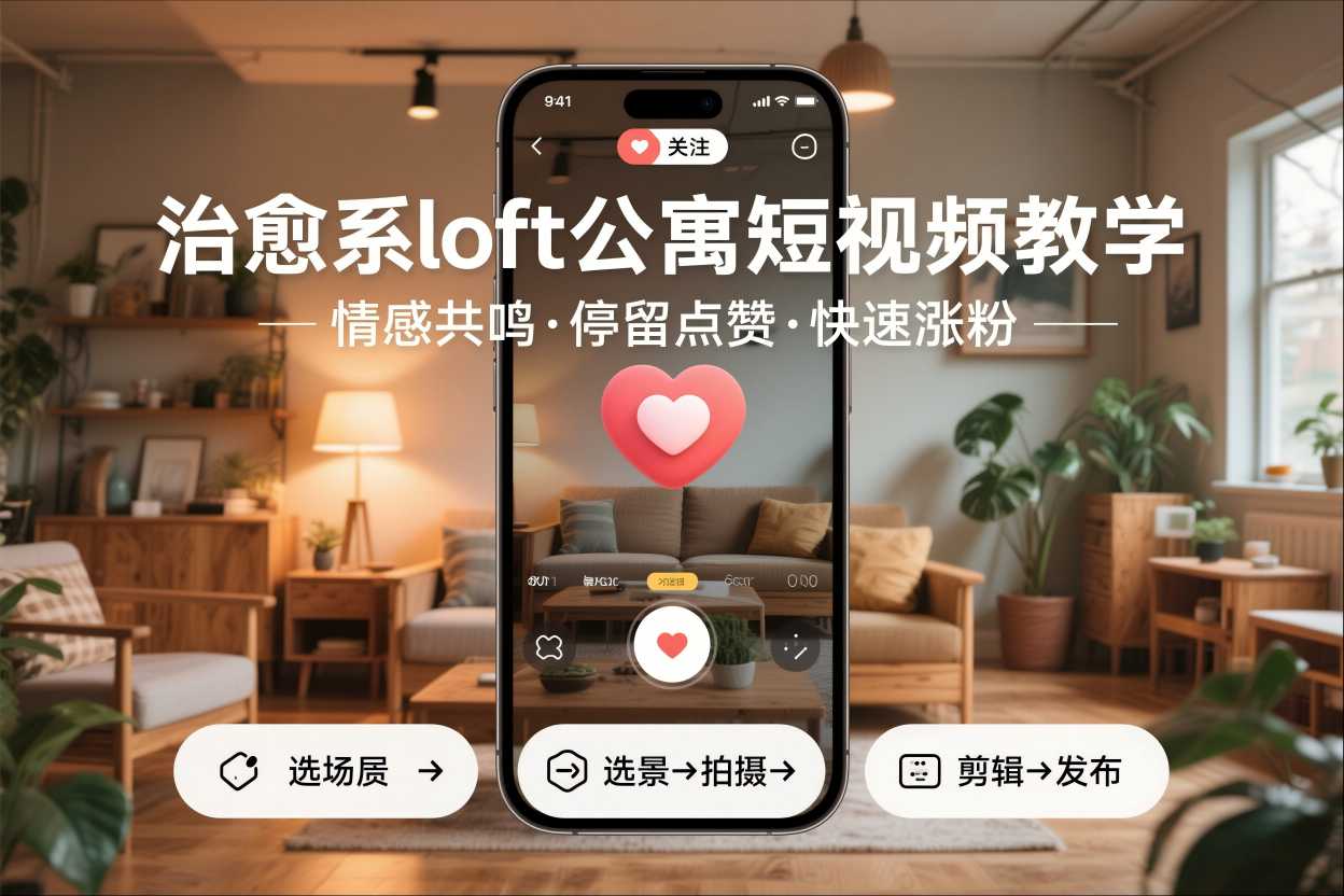 治愈系loft公寓短视频制作教学，情感共鸣引停留点赞关注，快速起号涨粉-路子网